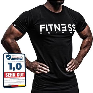 Fitness Method, Sport T-shirt heren, slim fit shirt comfortabel & hoogwaardig mannen, ronde hals & getailleerd, training & vrije tijd, gym & casual workout man, 95% katoen, 5% elastaan