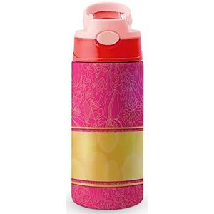 Roze Sier 12oz Water Fles met Stro Koffie Tumbler Water Cup Rvs Reizen Mok Voor Vrouwen Mannen Roze Stijl