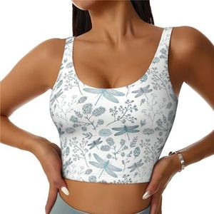 Libelle Bloemenprint Comfortabele Vrouwen Sport Vest Yoga Workout Vest Voor Vrouwen Lichtgewicht Zomer, Zwart, S