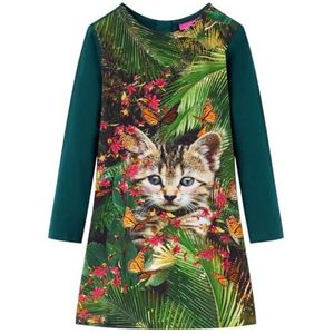 Kinderjurk met lange mouwen 92 donkergroen, kinderkleding, meisjeskleding, kinderen jurk, kinderkled, meisjes jurk, meisjesjurk, kinderkleding meisjes