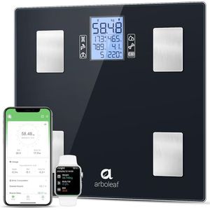 Arboleaf - Lichaamsvetweegschaal - Wit - Glas - 14 Lichaamsanalysewaarden