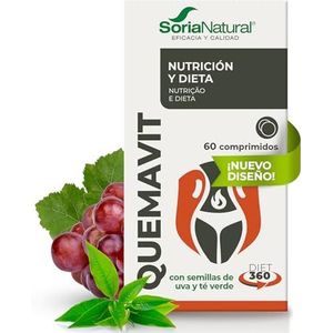 Soria Natural Quemavit Thermogene werking druivenpitten, groene thee, L-carnitine en cafeïne, ondersteunt de energiestofwisseling, verpakking van 60 tabletten