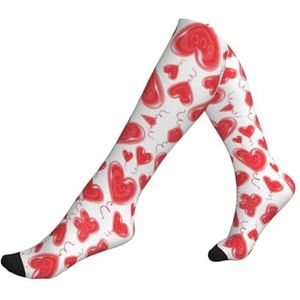 DEXNEL Romantische Rode Hart Compressie Sokken Voor Mannen Vrouwen 20-30 Mmhg Compressie Sokken Voor Sport Ondersteuning Sokken, 1 zwart, Eén Maat