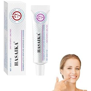 HASAIKA® Thermoplastische tandprothesenlijm, thermoplastische lijm voor tandprothesen, geschikt voor volledige en gedeeltelijke prothesen, duurzaam en veilig bevestigd (28 g)