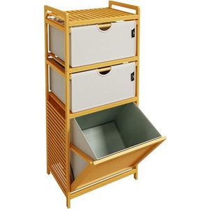 Floordirekt Wasmand, bamboe wasverzamelaar met 3 vakken, wasmand voor vuile was, wassorteerder van hout met wasbox (Missouri