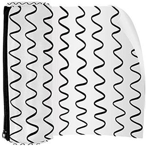 Potlood Case Pen Tas Houder met Rits Coin Organizer Tassen Make-up Cosmetische Pouch voor Vrouwen Tiener Meisjes Jongens Kinderen, Eenvoudige Zwarte en Witte Golven Textuur
