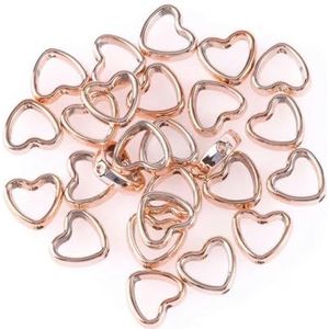 50 stuks twee gaten liefde hart frame kralen spacer connectoren diy ketting armband oorbellen hangers sieraden maken accessoires-rosé goud-15x16mm 100 stuks