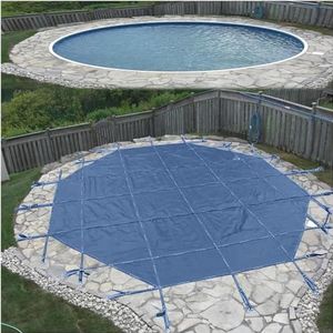 AviiSo Zwembadafdekking winter zwembad veiligheidsafdekking voor in de grond zwembaden rond, 10 m, 9 m, 8 m, 7 m, 6 m, 5 m, 4 m, 3 m, 2 m, zwaar belastbaar blauw gaas, houten terras/betonnen vloer