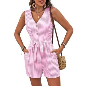yk8fass Jumpsuit met V-hals en veters zi-8142, roze, 6
