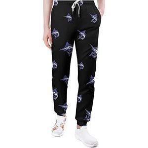 Marlin Fish Joggingbroek voor heren, casual joggingbroek, sportbroek, loungebroek met zakken voor dames