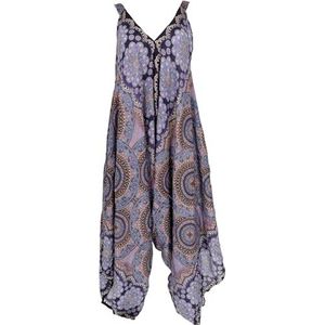 GURU SHOP Jumpsuit, Mandala zomeroverall, oversized strandbroekjurk, dames, blauw, synthetisch, maat: 40, paars, 40