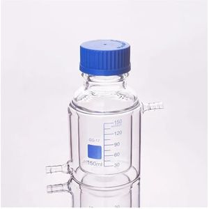 Dubbeldeks cilindrische enkelhalskolf met platte bodem, 150 ml GL45 mm, mezzanine-ommantelde reactorfles, reagensfles