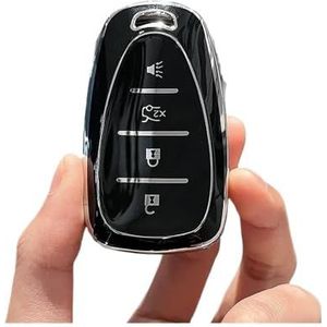 Autosleutel beschermhoes 4 5 Knoppen TPU Autosleutel Case Cover Fob Voor 2017-2019 Voor Malibu Voor Camaro Voor Cruze Voor Traverse Voor Sonic Voor Volt Voor Bolt Sleutel Shell(4 Button BLACK)