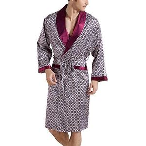 Feoya – herenjurk van kunstzijde, badjas, 3/4-mouwen, Kimono, voor heren, grote maat, voor zomer, herfst - - XL
