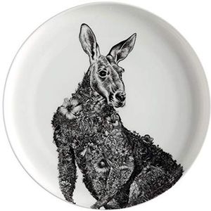 Maxwell & Williams DX0555 bord Kangaroo – zwart-wit – 20 cm diameter – porselein – met kangoeroemotief, geschenkdoos