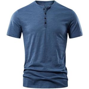 Dvbfufv Mannen Zomer Korte Mouw Casual T-shirts Mannelijke Mode Trendy Basic Shirt, Denim Blauw, S