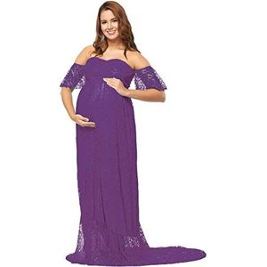 Zwangerschapsjurk, elegante damesfotoshoot, zwangerschapskleding, kanten jurk, zeemeermin, lange maxi-jurk, trouwjurk, fotografie, Violet, S