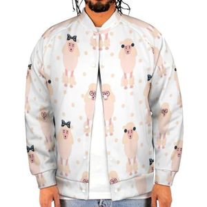 Leuke Roze Meisjesachtige Poedel Hond Grappige Mannen Baseball Jacket Gedrukt Jas Zachte Sweatshirt Voor Lente Herfst