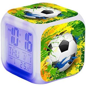 BAOK Digitale voetbalklok, bijzettafelklok voor slaapkamer, kleurrijke klok voor plank tafelbed voor herinnering, kinderkamerdecoratie voor tieners