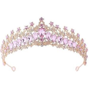 Kroon haarband zendspoel, prinses kroon hoofdband for vrouwen, meisjes, bruiden, bruiloft, prom, verjaardagsfeestje (Color : Golden)