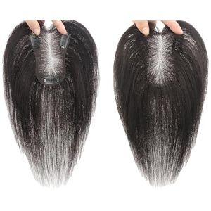 Natuurlijke Zwarte Haartoppers for Vrouwen Echt Menselijk Haar, 360° 3D-cover Menselijk Haartopper, Menselijk Haartoppers for Haaruitvalcover/dun Haar/grijs Haar