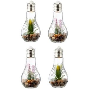 levandeo Set van 4 led-gloeilampen voor vetplanten, glas, b x h: 8 x 19 cm, decoratieve lamp, kunstplant, groene hanglamp, tafeldecoratie