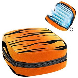 Periode Pouch Draagbare Tampon Opbergtas,Tampon Houder voor Portemonnee Vrouwelijke Product Organizer,Ombre Tiger Stripe, Meerkleurig, 4.7x6.6x6.6 in/12x17x17 cm