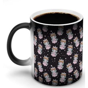 Kat Eenhoorn Ruimte Aanpassen Magische Warmte Veranderende Mok Keramische Cup Koffie Mokken Warmtegevoelige