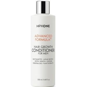 HPX ONE Anti-haaruitvalspoeling voor mannen, DHT-blokker: zaagpalmen en lupineproteïne + biotine, keratine, cafeïne, etherische oliën en plantenextracten - sterkte, verdikte en bescherming (250 ml)