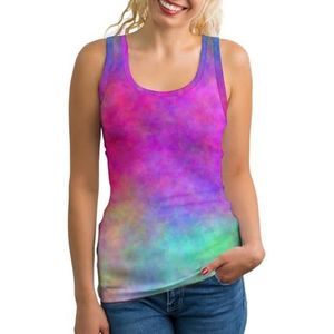Abstracte Regenboog Aquarel Lichtgewicht Tank Top voor Vrouwen Mouwloze Workout Tops Yoga Racerback Running Shirts L