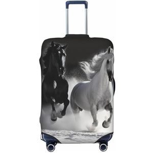 Reisbagagehoes, elastische bagagehoezen, zwart-witte paarden hardloopkoffer, bagagebeschermer voor reizen, krasbestendige kofferhoezen voor volwassenen, wasbare bagage, decoratief (45,7-81,3 cm),