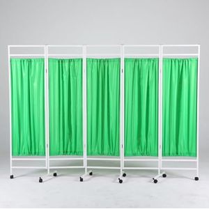 Medische kamerverdeler met opvouwbare panelen, mobiel medisch privacyscherm, waterdicht nylonweefsel, kamerverdeler met vergrendelbare wielen, geschikt, 189 cm hoog(Green,5-panel)