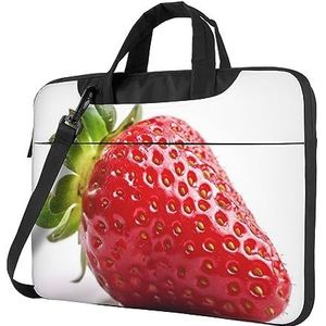 Aardbei print Laptop Tas Grote Capaciteit Computer Tassen Schouder Aktetas Laptop Sleeve Case, Zwart, 15.6 inch