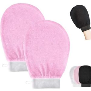 Chameli Exfoliating Glove, Chamele Exfoliating Glove, Deep Exfoliating Gloves Dead Skin Remover, Camelie Exfoliating Body Scrubber Glove (Pink*2)