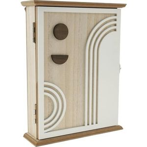 UBOHUZ Sleutelkast Houten Sleutelkast Decoratieve Sleutelhouder Wandmontage Sleutelhouder Doos Organizer Met 6 Haken Sleutelkast Voor Thuis Voor Thuis, Garage (Houtkleur A)