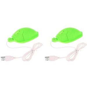 2 set van Leuke Schildpad Muis Bedrade USB 3D Bedrade Schildpad Muizen Voor PC Laptop Groen
