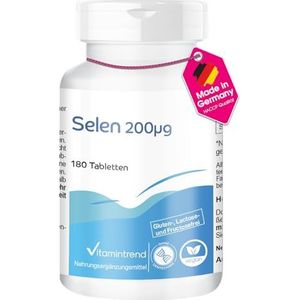 Selenium 200 μg uit seleniumgist - 180 tabletten - hoge dosering - veganistisch - biologisch beschikbare supplementen uit Duitsland | Vitamintrend