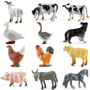 -boerderijdieren | 12 stuks kleine boerderijdierfiguren | Farm Animal Toy, Farm Playset, Realistisch Farm Small Animal, Learning Toy Set, Educatief leerspeelgoed voor kinderen Jomewory