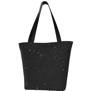 BeNtli Schoudertas, canvas draagtas grote tas vrouwen casual handtas herbruikbare boodschappentassen, zwarte glitter, zoals afgebeeld, Eén maat