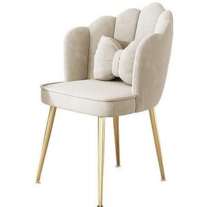FZDZ Luxe fluwelen eetkamerstoel met gouden metalen pootontwerp, comfortabele loungestoel voor woonkamer, eetkamer, slaapkamer, keukenbarkruk met armleuning, hoge rugleuning (B)