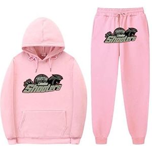 TRAPSTAR activewear heren, broek met capuchon casual damesset streatwear trainingspakken hoodie 3D tijgerkop thermisch tweedelig (Color : roze, Size : XXL)