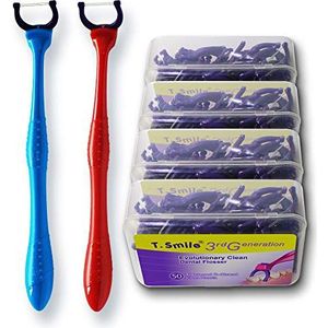 T.Smile Evolutionary Clean Dental Flossers, set navullingen plus lange steel (2 handgrepen + 200 vullingen)