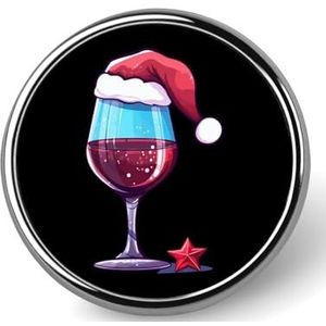 Kerst Rode Wijn Glas Print Pin Badge Ronde Identiteit Pins Broches Knop Badges Voor Hoeden Jassen Decor