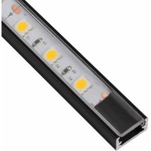 ledomec LED aluminium profiel Slim LED strip (14x7mm) in zwart met afdekking (1m zwart - deksel helder)