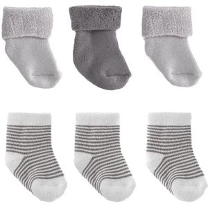 LaLoona Babysokken voor 0-3 maanden, 6 paar babysokken/babysokken van katoenmix, OekoTex Standard 100, lang met omslag, Beige, 3 mesi