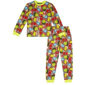 Marvel Comics Jongens Pyjama | Jongens Lange Pyjama PJ Set | Incredible Hulk, Spider-Man, Captain America, Iron Man Pjs, Groen, 4-5 jaar