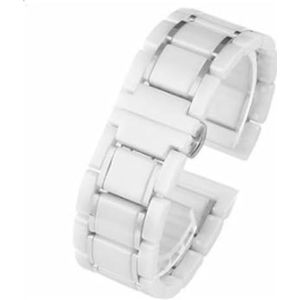 INEOUT Ceramic Band Compatibel met Samsung Galaxy Horloge 4 40 / 44mm Watch4 Classic 42 / 46mm Snelle routeband met Butterfly Buckle Horloge Bracetet (Color : White-silver, Size : 20mm)