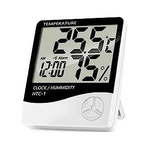 Omgeving Thermometer LCD Temperatuur Vochtigheid Klok Meter Extern Station Outdoor Indoor Weerstation For Thuis Nauwkeurige Monitor(HTC-1)