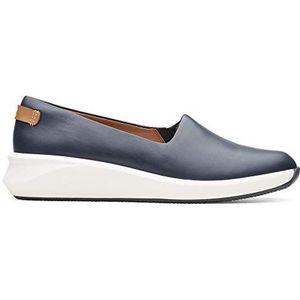 Clarks Un Rio Step Slip On Sneakers voor dames, Blauw Navy Leather, 37.5 EU