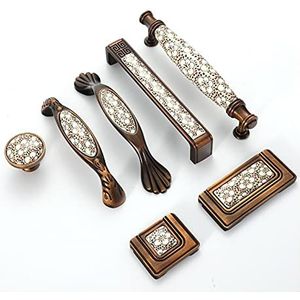 Keramische knoppen, ladeknoppen voor kasten， Antieke bronzen keramische kastgreep Retro ladegreep Garderobedeurgreep Europese stijl meubelgreep Hardware(Handle 1097fg 96)